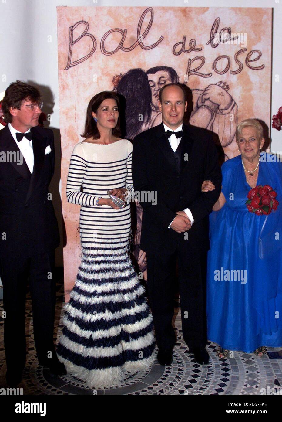 Monaco royal family members (L-R) Prince Ernst of Hanover, Princess Caroline, Prince Albert and Princess Antoinette arrive at the Monte Carlo sporting club to attend the 'Bal de la Rose', a yearly charity event for the Princess Grace foundation March 25.  EG/ Stock Photo