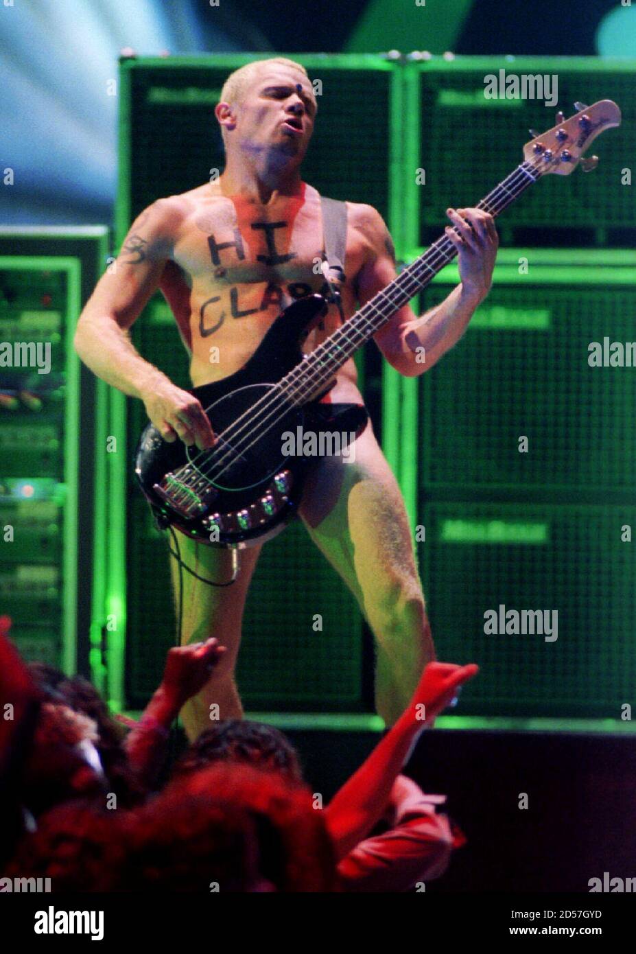 Bassist "Flea" of the band "Red Hot Chili Peppers" performs at the MTV  Video Music Awards at Radio City Music Hall in New York, September 7.  "Flea" was wearing bikini style briefs