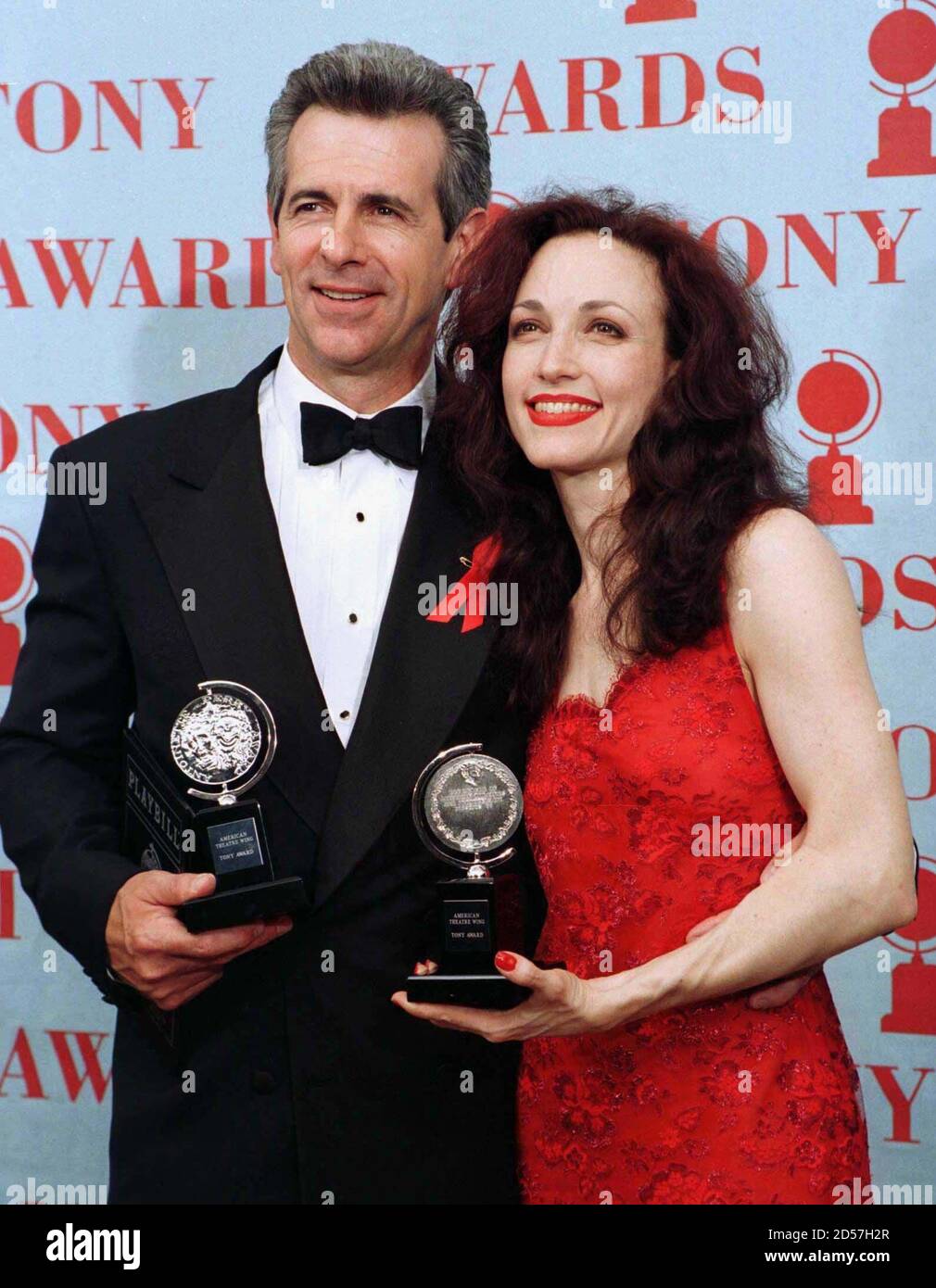 Actress Bebe Neuwirth R And Actor James Naughton Both From The Musical Chicago Pose With The Tony Awards They Won For Best Leading Actor And Leading Actress In A Musical At The Actress Bebe Neuwirth R And Actor James Naughton Both From The Musical Chicago Pose With The Tony Awards They Won For Best Leading Actor And Leading Actress In A Musical At The