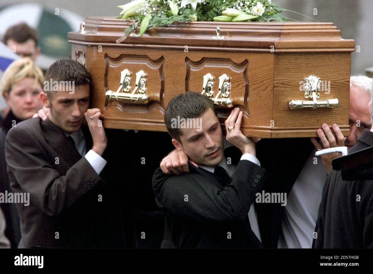 Justin And Richard Hughes Carry The Coffin Of Their Sister Julia From Omagh Methodist Church August Twenty Eight People Were Killed When A Massive Bomb Exploded In The Centre Of The Town