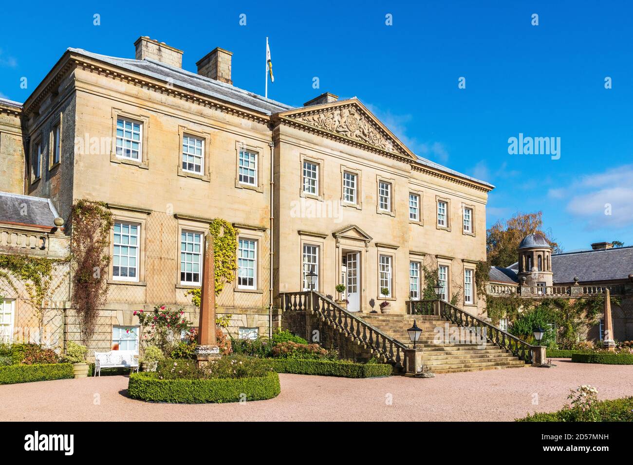 Dumfries House is a Palladian country house in Ayrshire, Scotland. It is located within a large estate, around two miles (3 km) west of Cumnock. Stock Photo