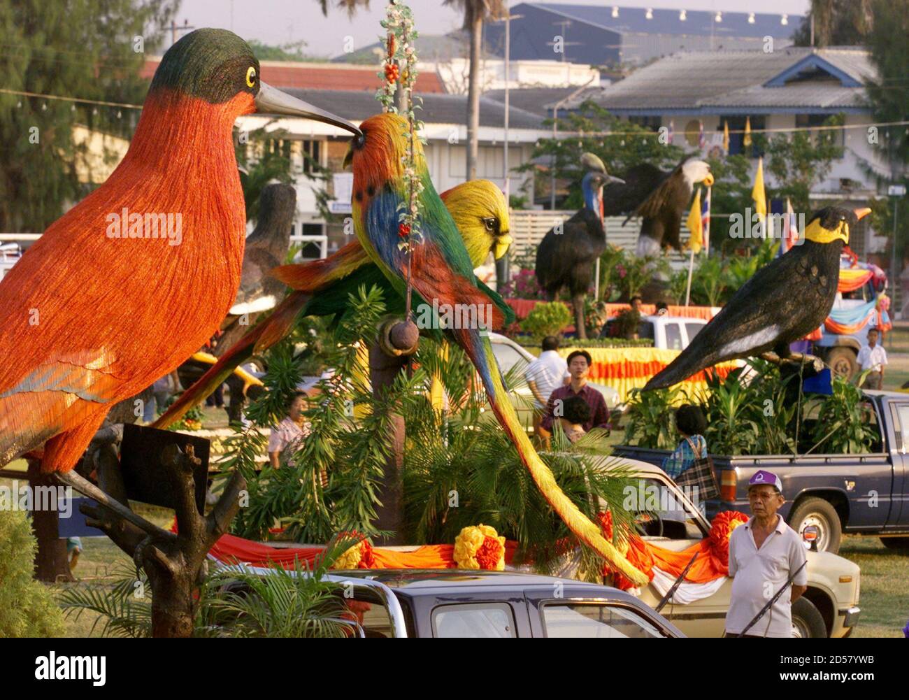 Giant birds made of straw from rice plants are displayed in Chainat, 200 kms north of Bangkok February 12. The annual 'straw bird' festival which highlights Thai birds, some of which are endangered, began as a local tourism promotion contest fourteen years ago and has become a hobby for farmers and bird lovers.   ??» Stock Photo