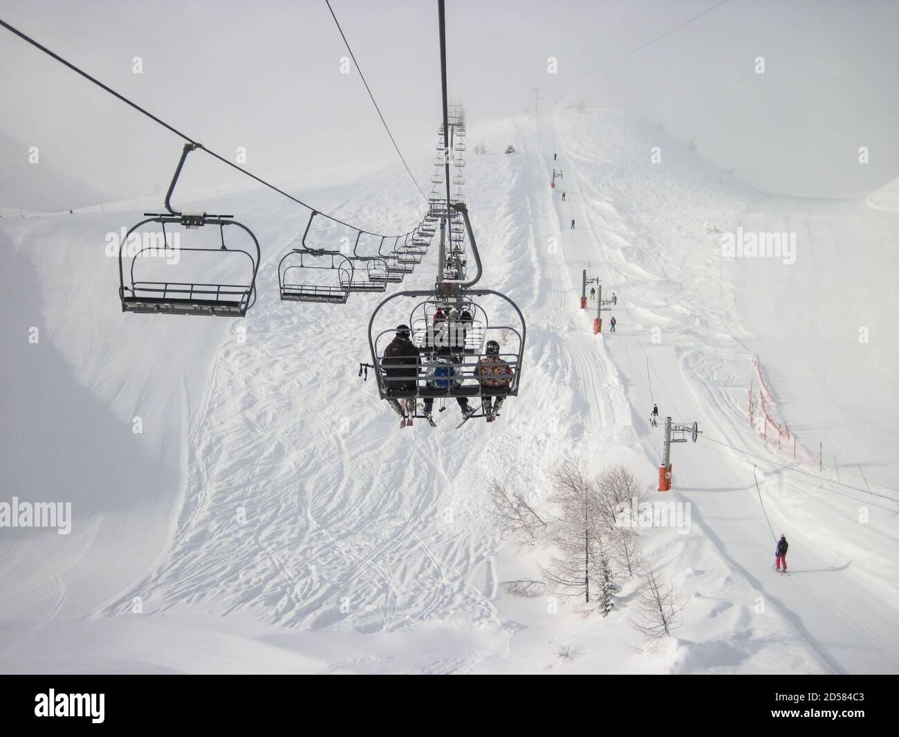 people on ski chair lift chamonix french alps in winter with snow Stock ...