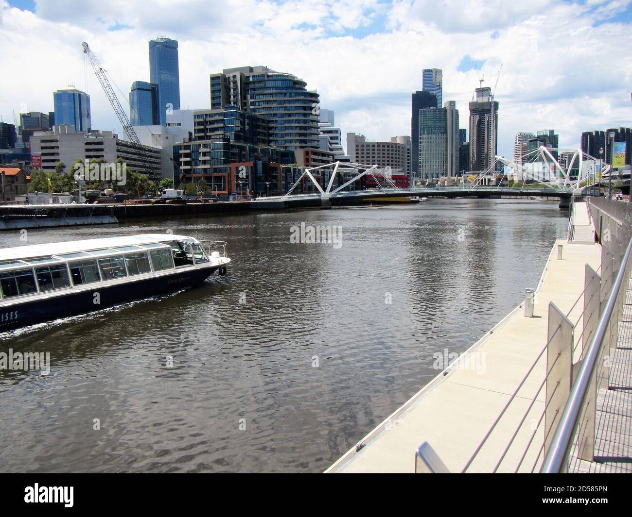 View of Melbourne Yarra river and city on a cloudy day Stock Photo