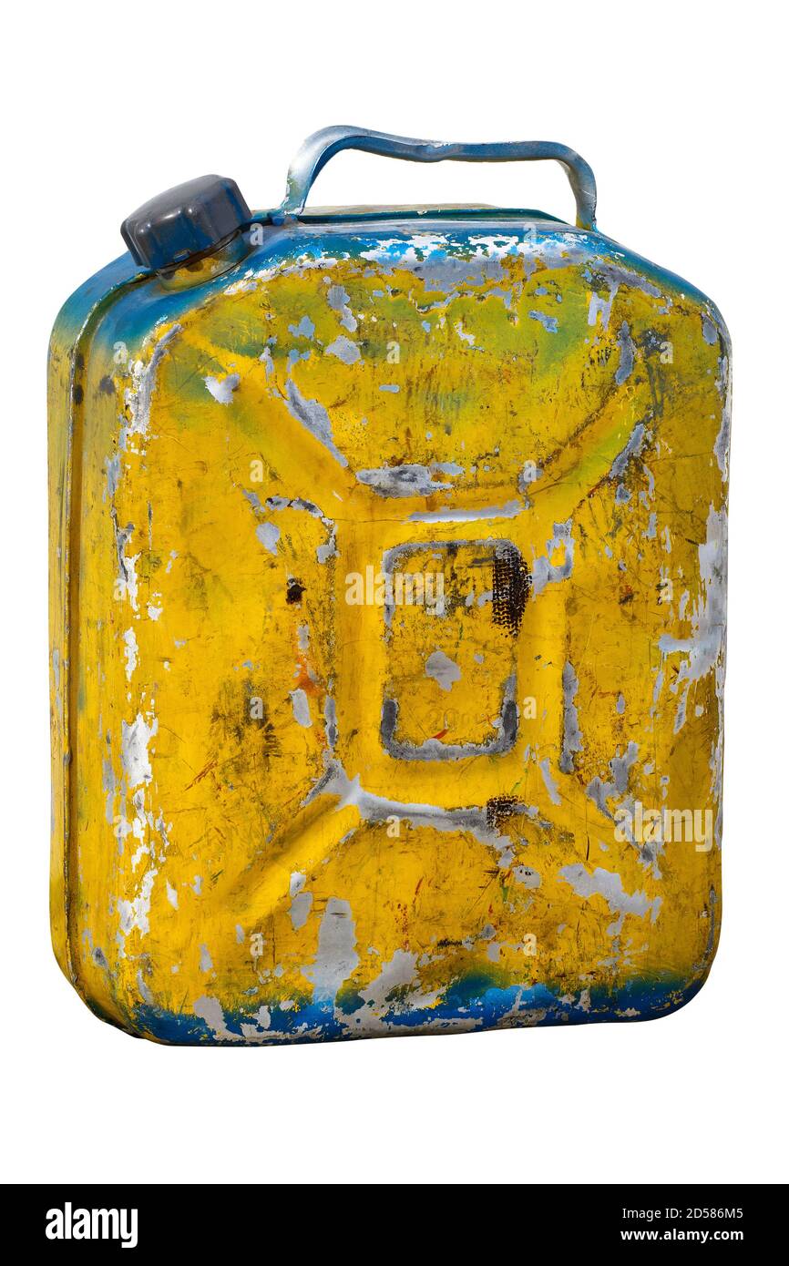 An old metal gas canister. Isolated object on a white background Stock Photo Alamy
