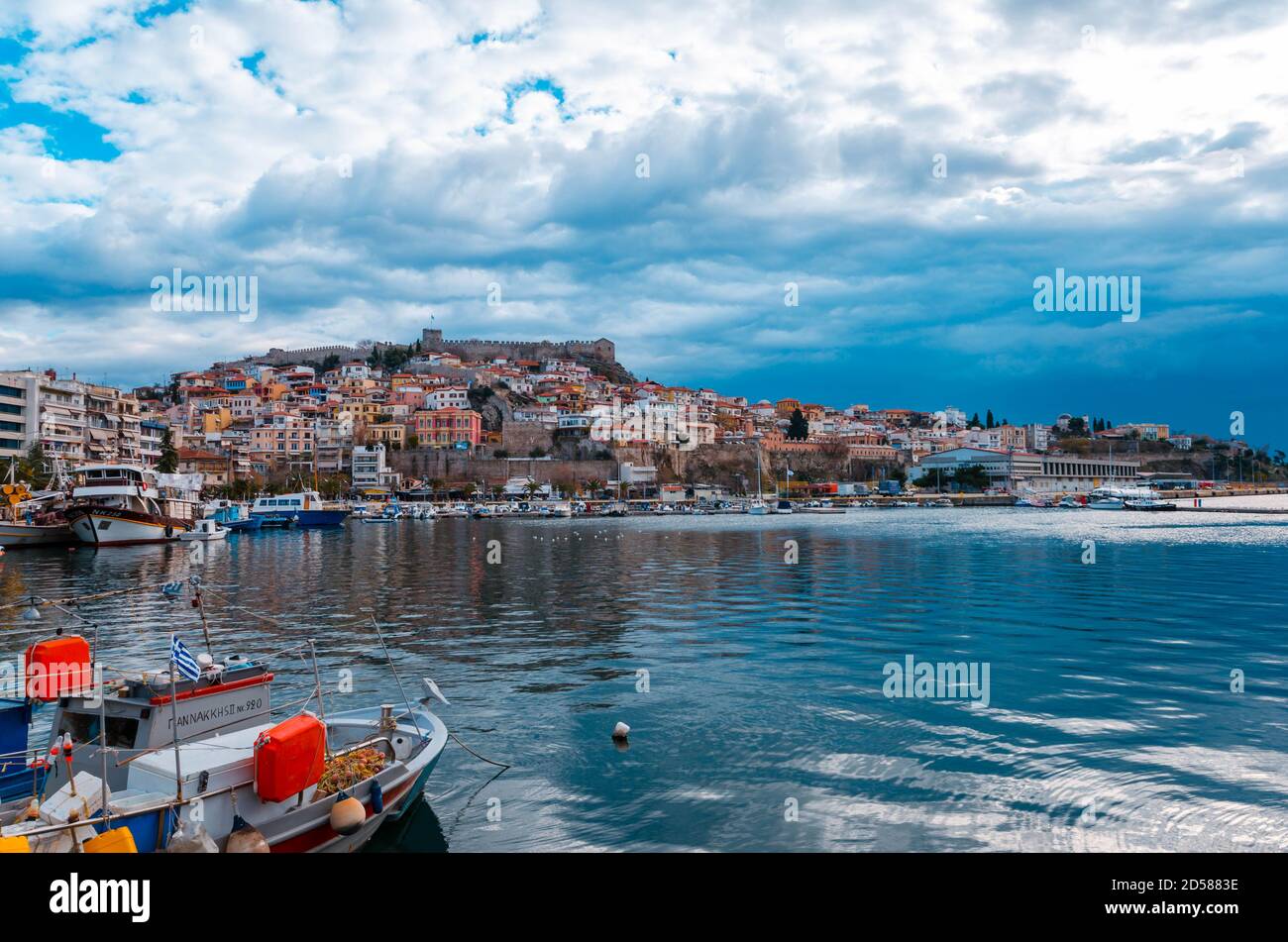 Kavala Greece, View of the city of Kavala in northern Greece. Stock Photo