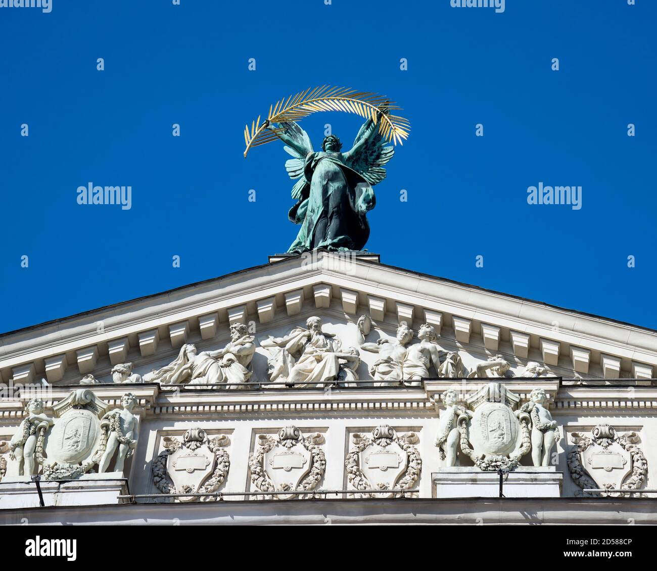 Lviv Opera Sculpture Glory. Lviv State Academic Theatre of Opera and Ballet Stock Photo