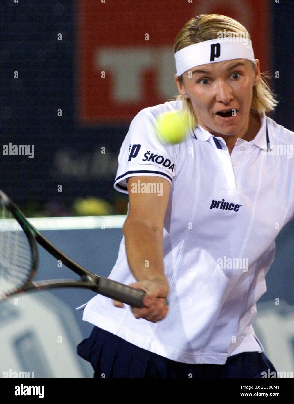 Jana Novotna from the Czech Republic eyes the ball before returning to U.S.  Venus Williams during