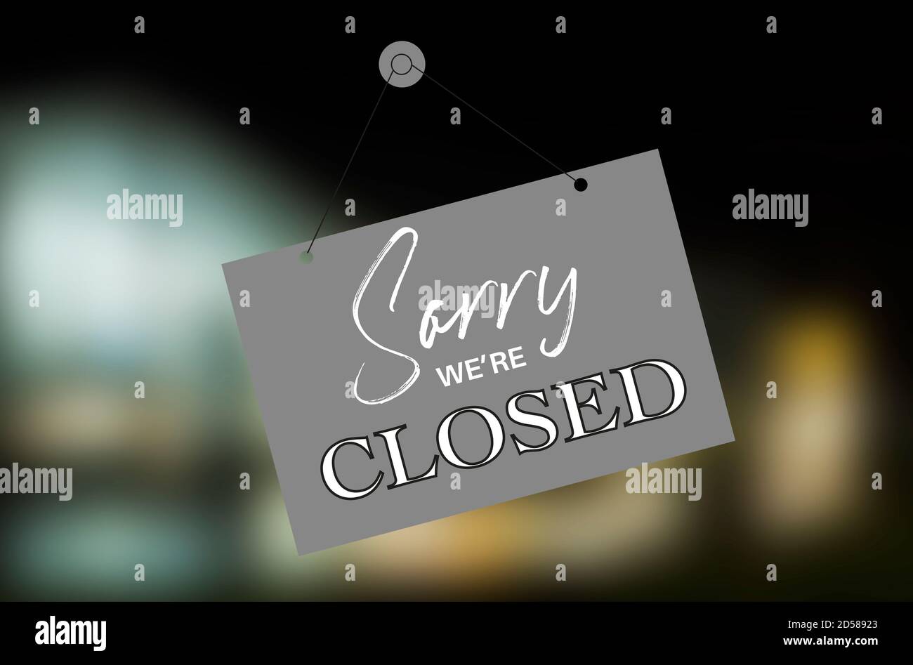 Sorry We’re closed sign on a blured background Stock Photo