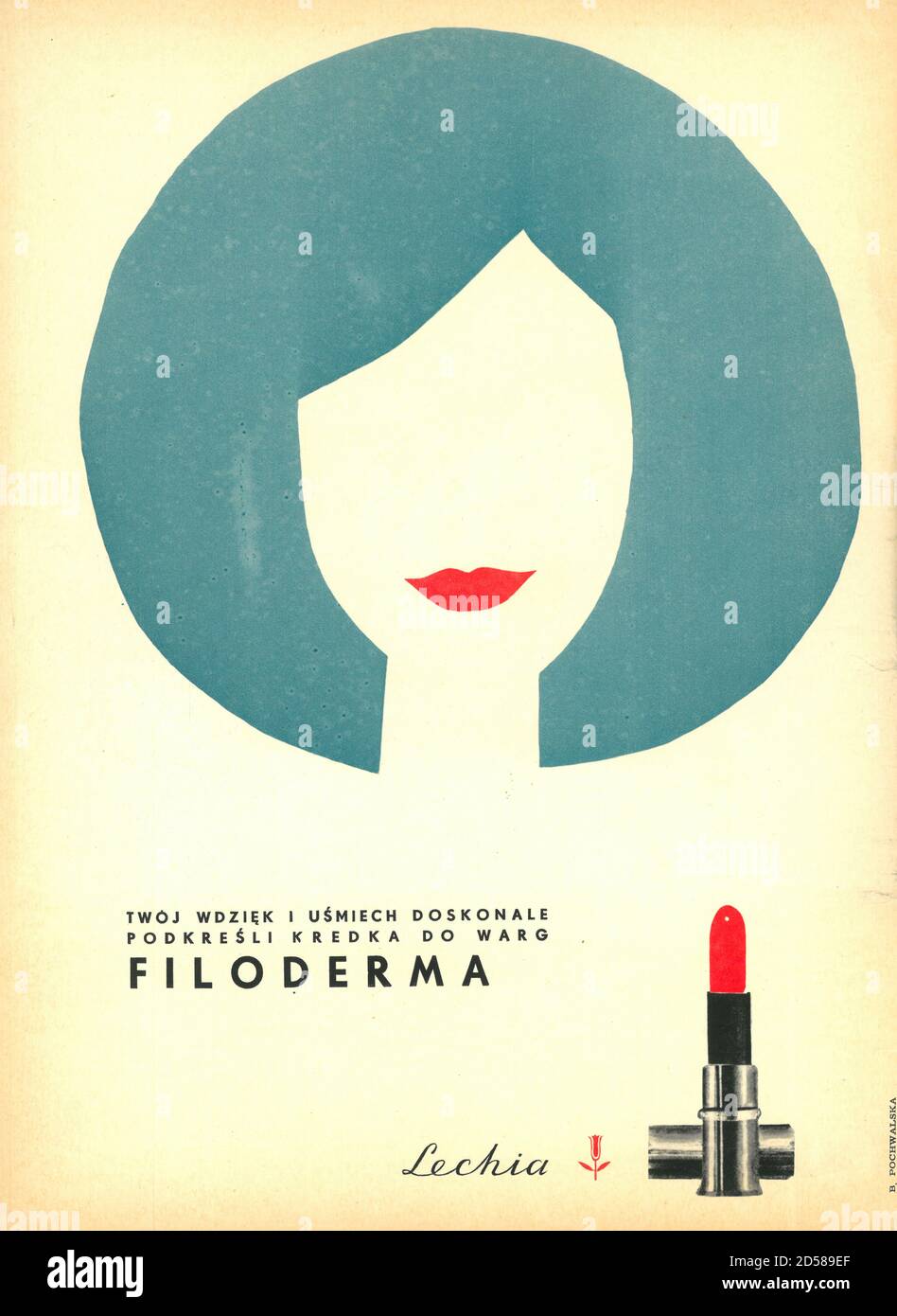 Reklama prasowa pomadki Filoderma Lechia fabryka kosmetyków lata 60te Stock Photo
