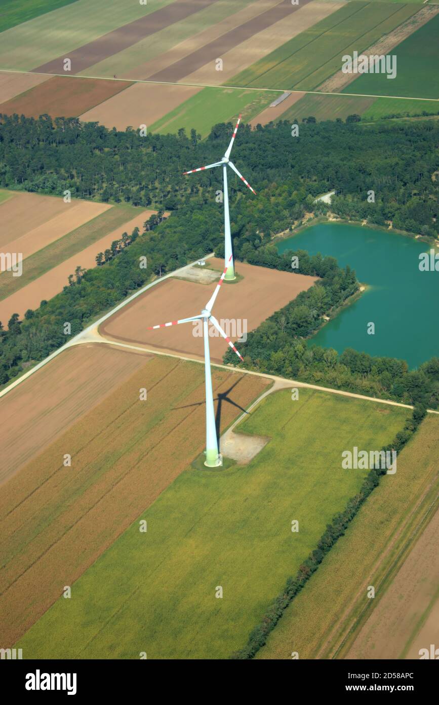 Wind turbine in a rural area near Vienna in Austria Stock Photo