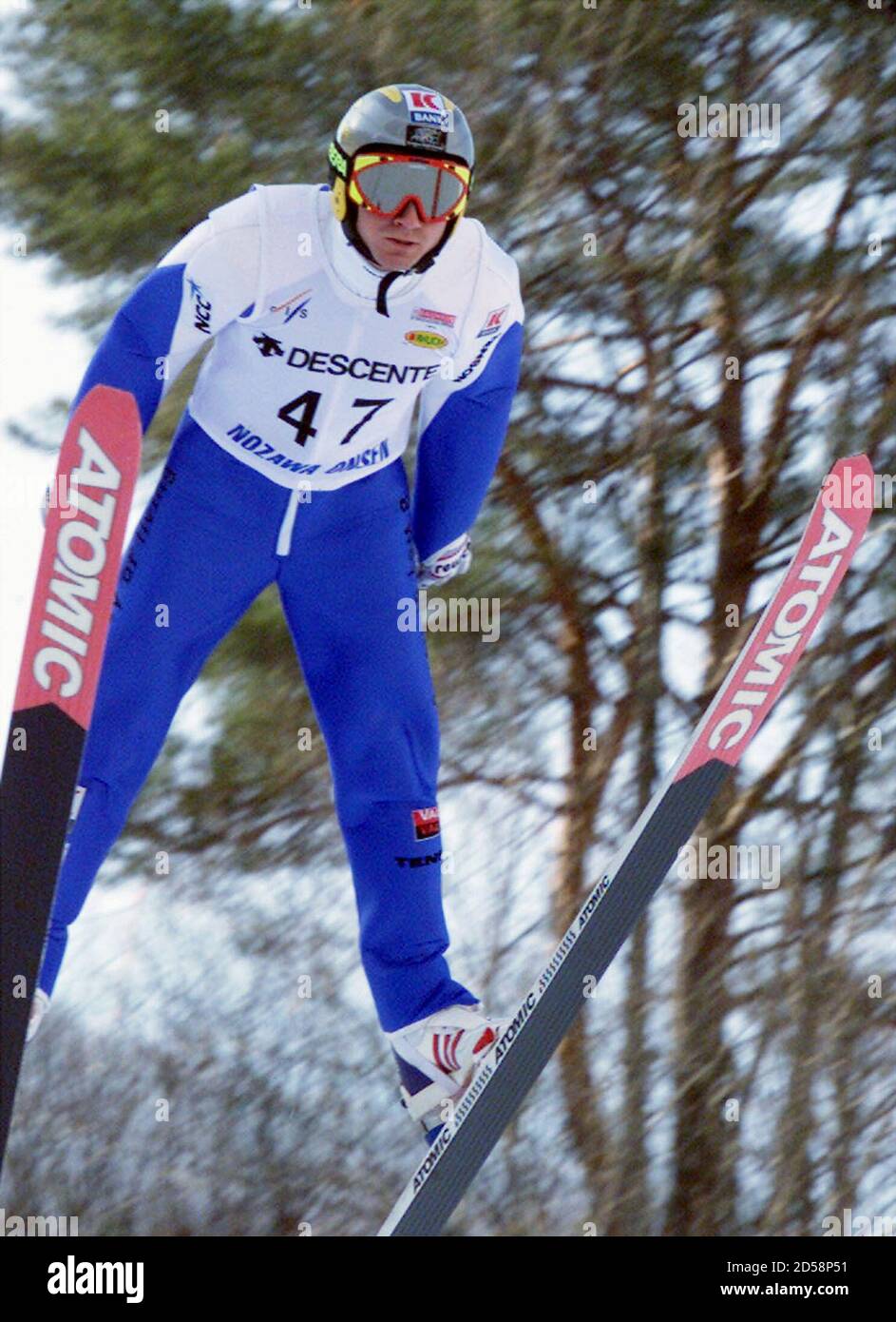 Norway's Bjarte Engen Vik in action during the individual competition of  the World Cup Nordic Combined ski jumping in Nozawa Onsen, northwest of  Tokyo February 8. Vik got 109.0 points in the