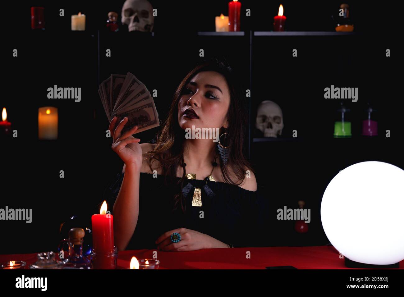 Asian woman get rich from fortune telling business. Fortune teller