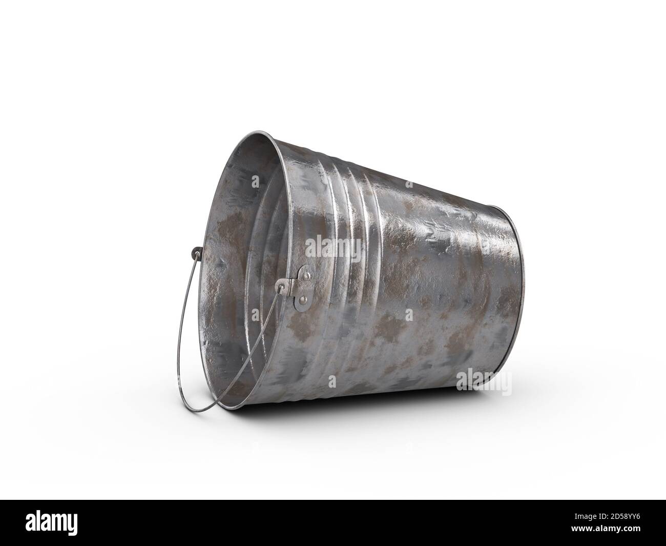 Metal bucket on a white background. 3d illustration Stock Photo - Alamy
