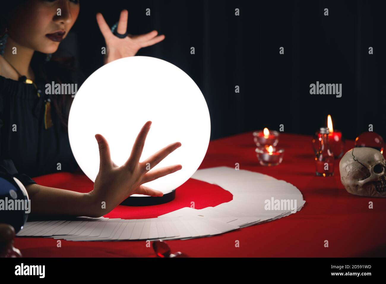 Fortune teller forecast future event or destiny by using crystal ball