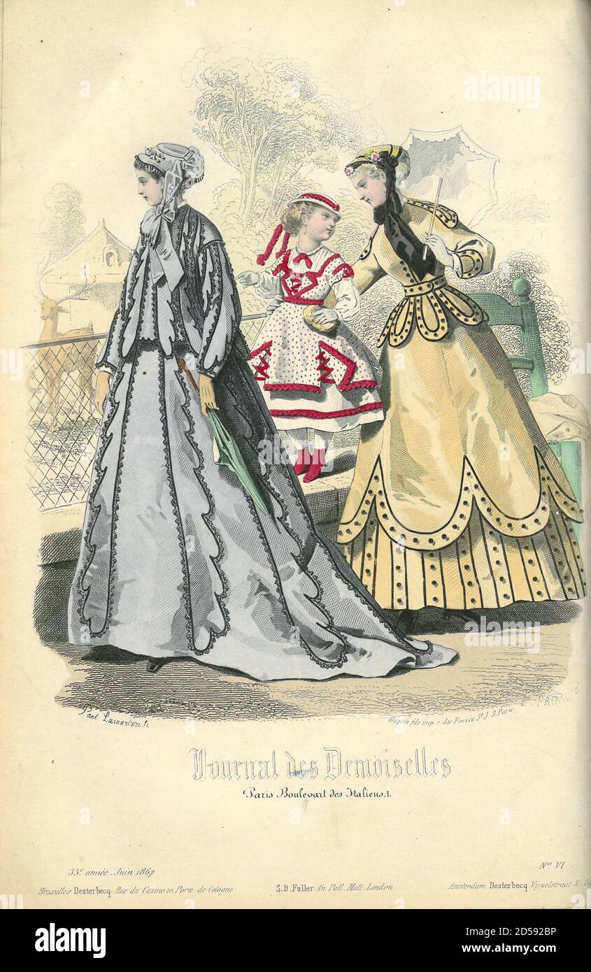 Picture from Journal des Demoiselles 1866 French vintage poster Journal des Demoiselles Stock Photo