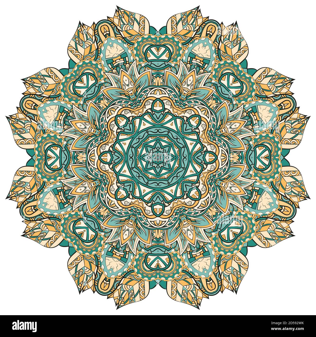 Mandala, tracery wheel mehndi design Stock Vector