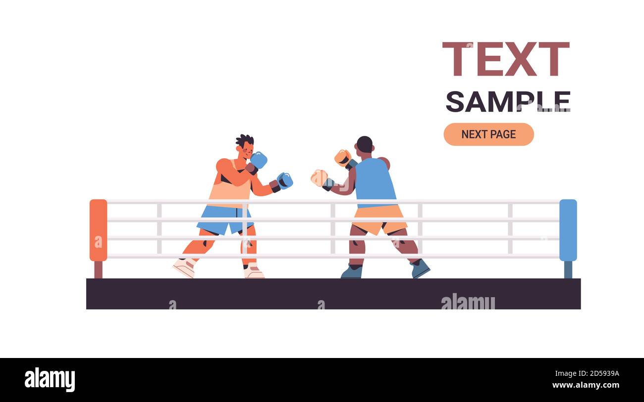 mix race boxers fighting on ring arena dangerous sport competition