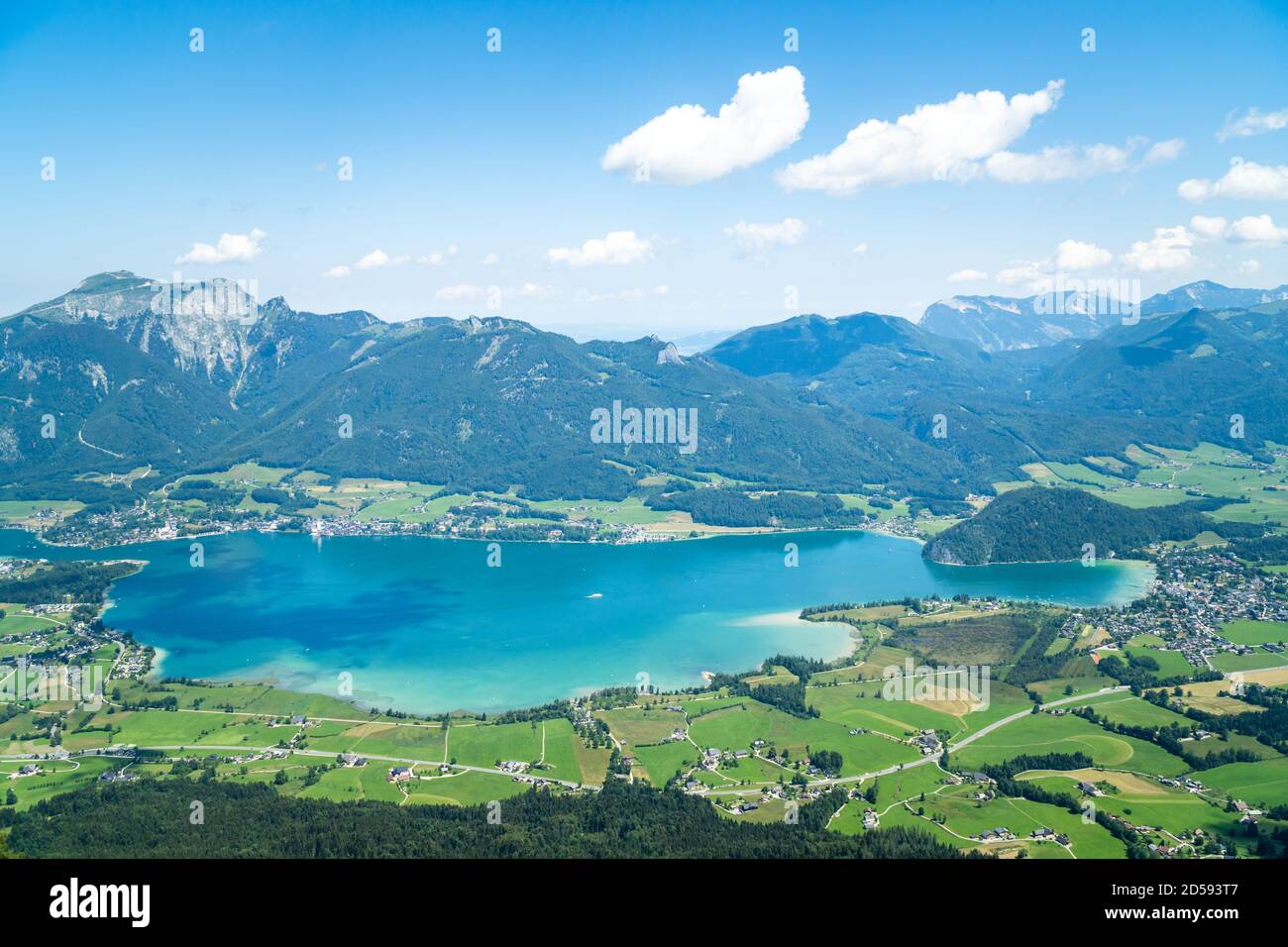 Aerial view of  Wolfgangsee, Salzkammergut, Salzburg, Austria Stock Photo