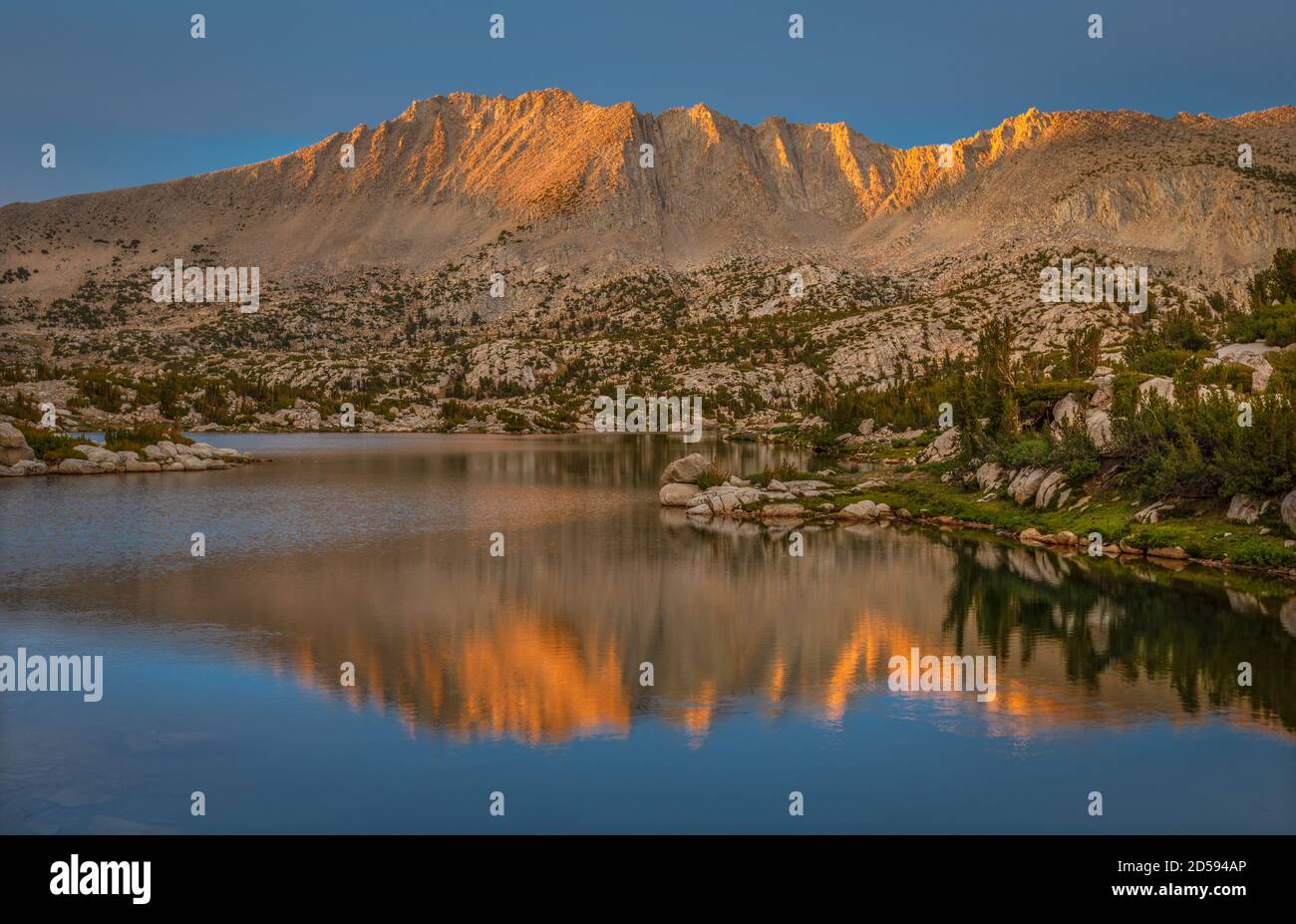 Mount Stanford reflection in Pioneer Basin Lakes, Inyo National Forest, California, USA Stock Photo
