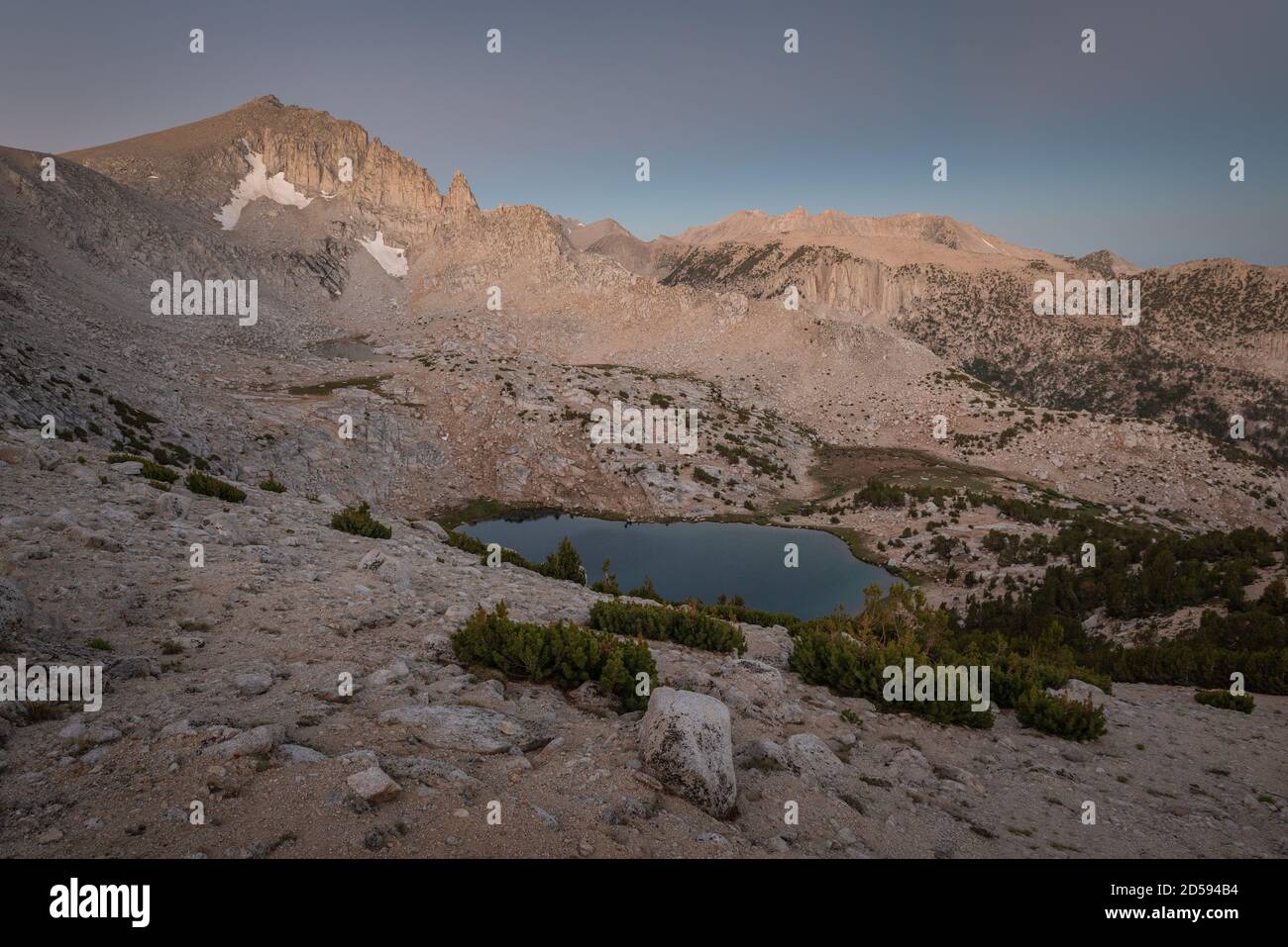 Mountain and lake landscape at dawn, Inyo National Forest, California, USA Stock Photo