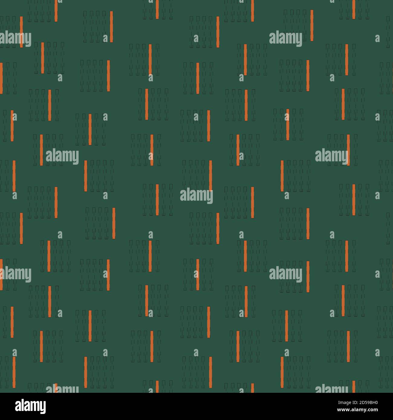 Abstract Green seamless pattern with gold, black, dark brown or yellow colors, lines and dots Stock Vector