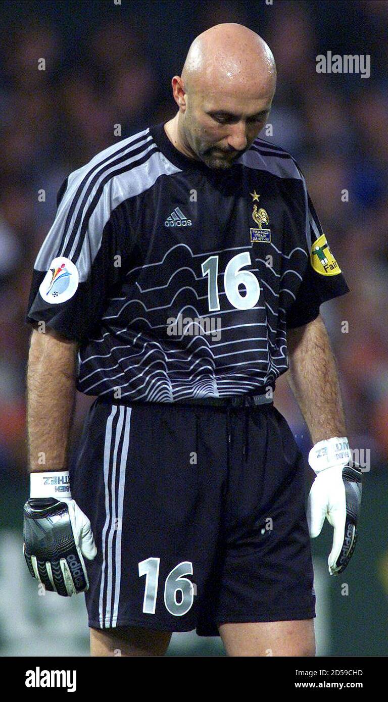 France S Goalkeeper Fabien Barthez Looks Down After A Goal By Italy S Marco Delvicchio During The European Championship Final Match In Rotterdam July 2 Hrm Stock Photo Alamy