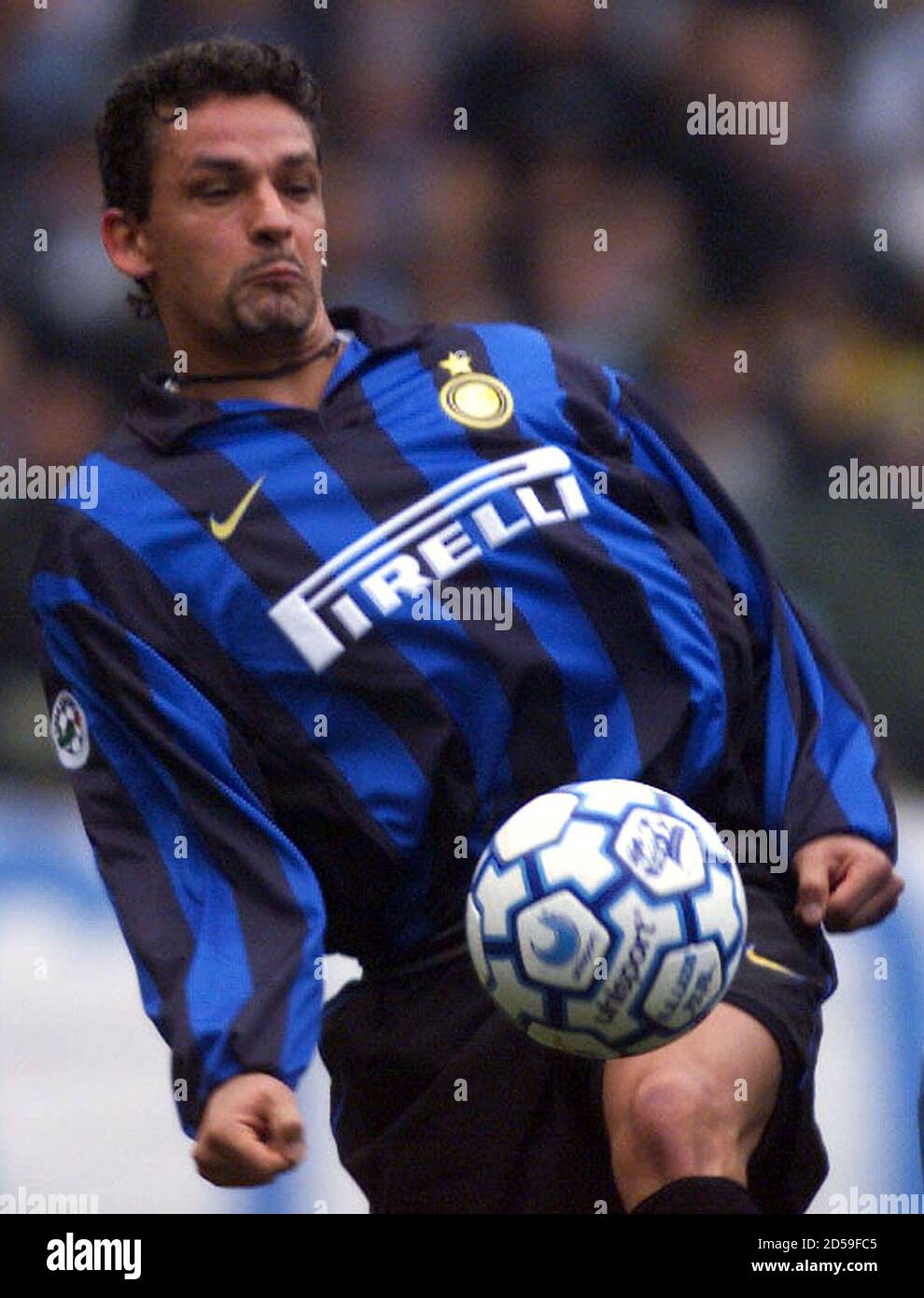 Inter Milan S Roberto Baggio Controls The Ball During A First Division Match Against Lazio In Rome S Olympic Stadium February 21 Baggio S Inter Side Fell To A 1 0 Defeat At The Hands Of