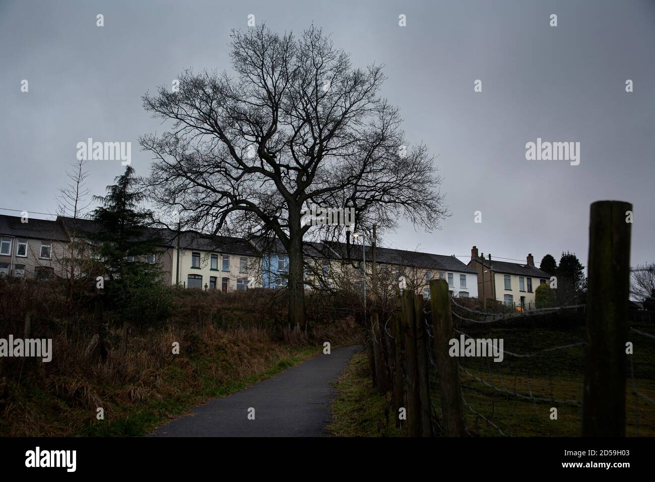 Workers cottages at Blaenavon and the UNESCO World Heritage Site of Blaenavon Industrial Landscape, South Wales, United Kingdom Stock Photo