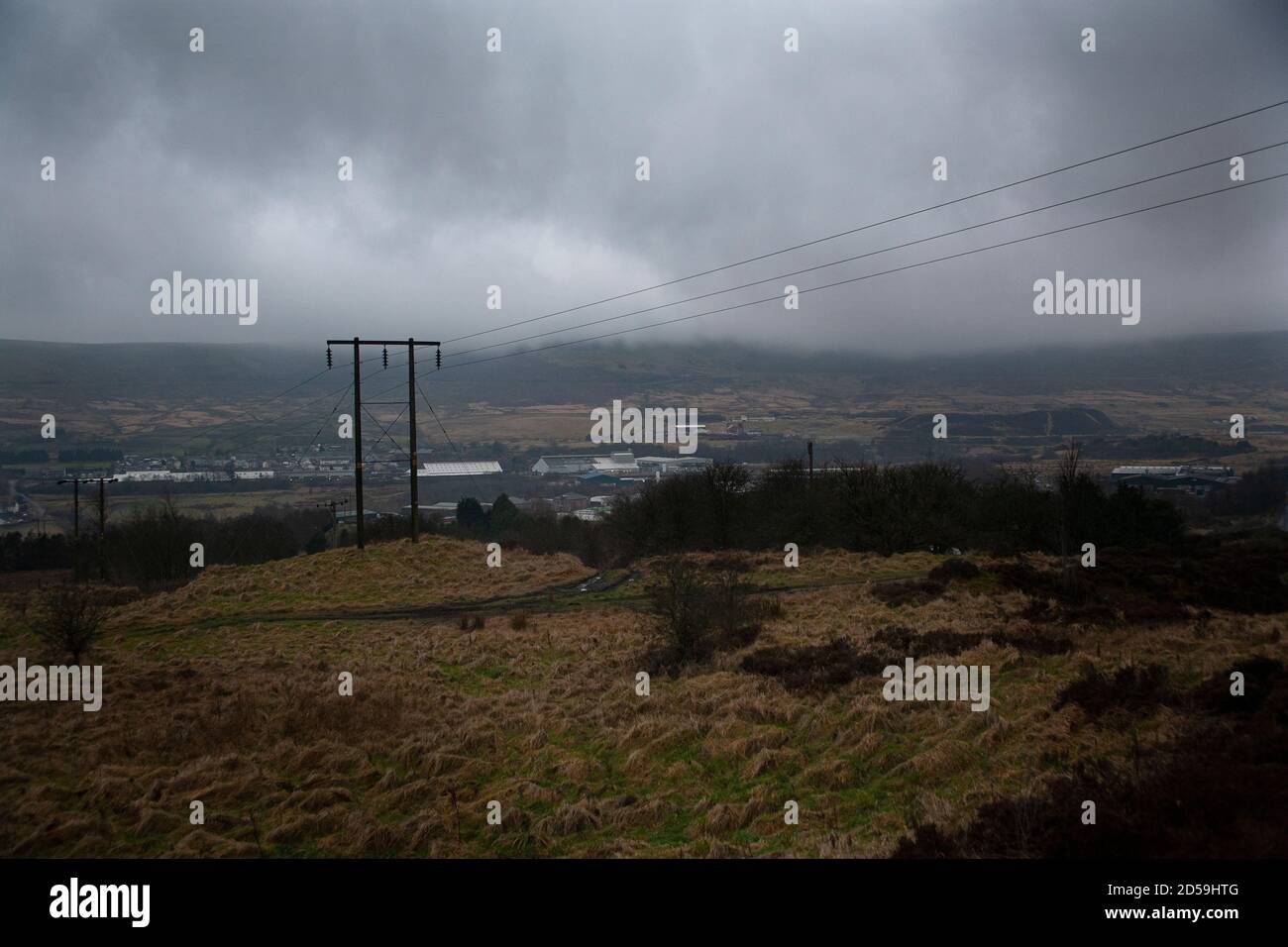 A view looking across the town of Blaenavon and the UNESCO World Heritage Site of Blaenavon Industrial Landscape, South Wales, United Kingdom Stock Photo