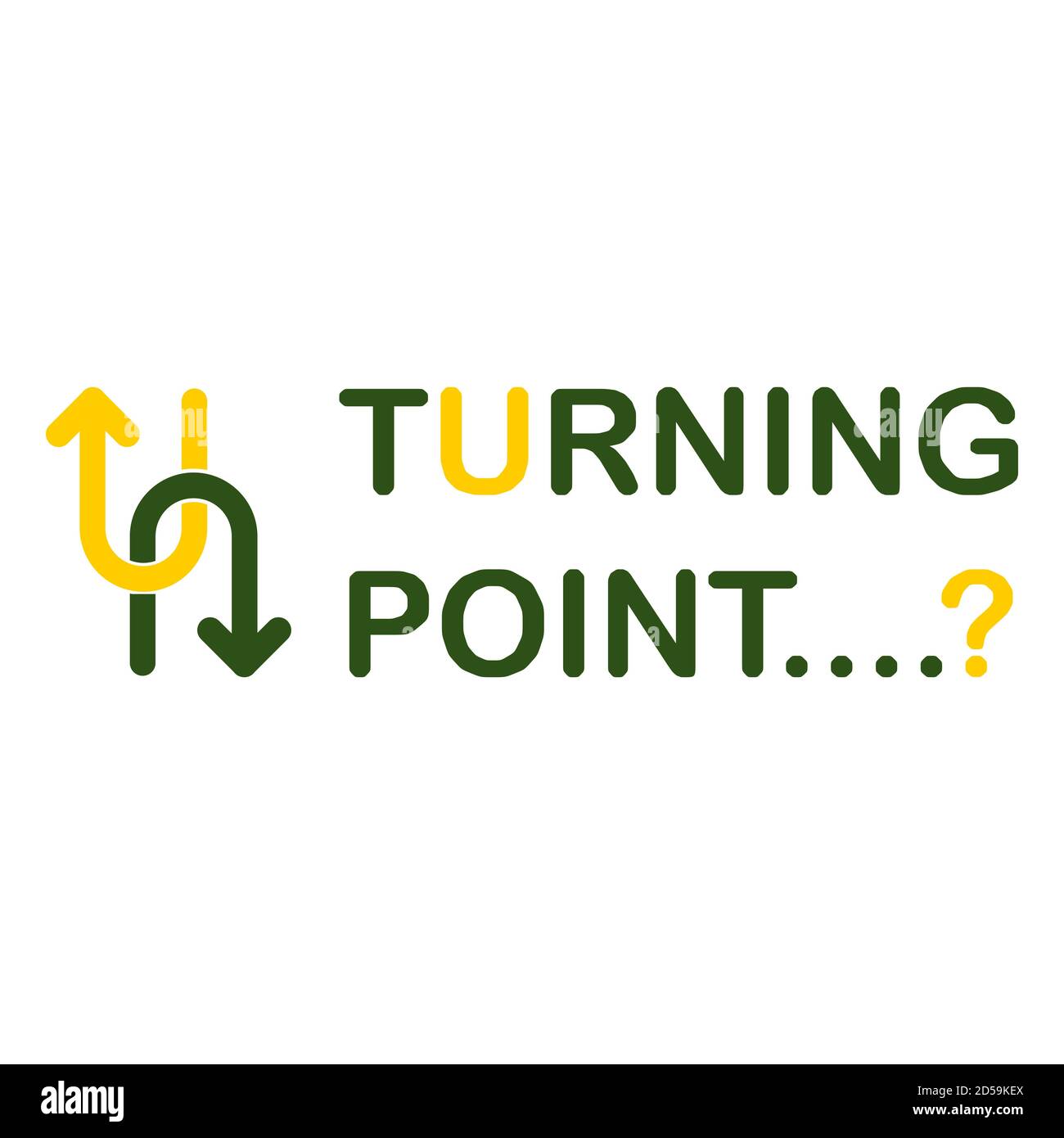 Concept of a turning point Shown using the U-turn symbol Combined with straight lines showing different approaches Show concepts at where someone need Stock Vector