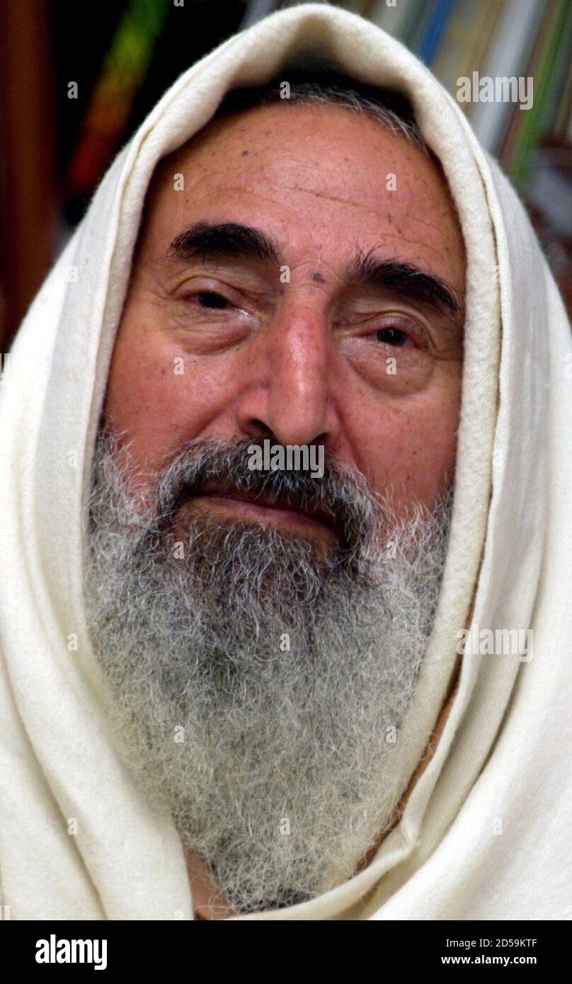 Sheikh Ahmed Yassin Hamas Founder Poses During An Interview With Reuters At His House In The Gaza Strip March 5 Yassin Confirmed To Reuters That The Four Guerrillas Who Were Killed In
