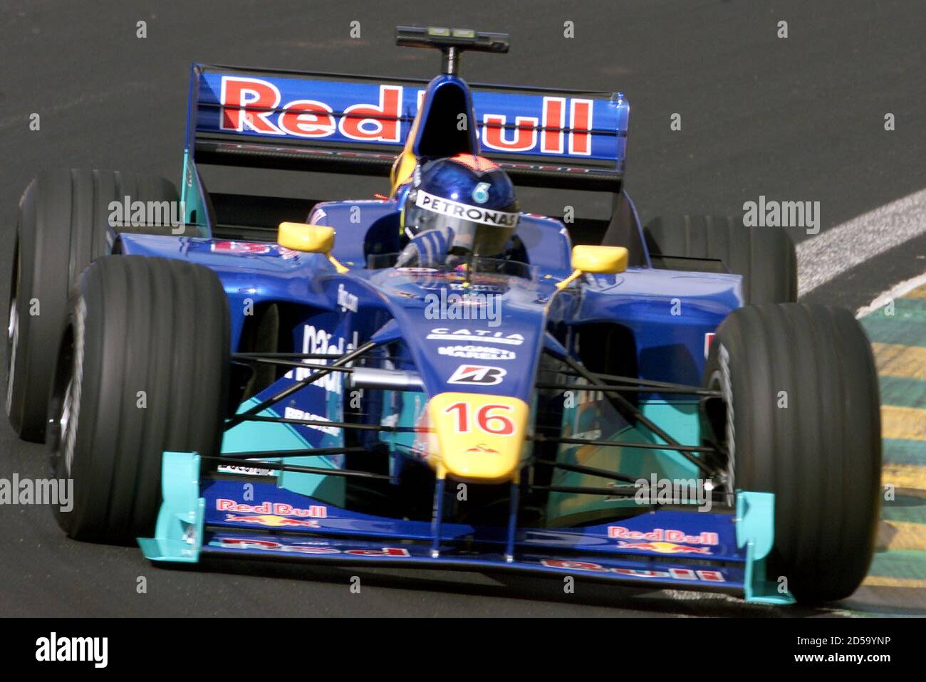 Brazilian Formula one driver Pedro Paulo Diniz from the Sauber team drives  during the qualifying training session at the Interlagos race track in Sao  Paulo March 25. Sauber withdrew their cars from