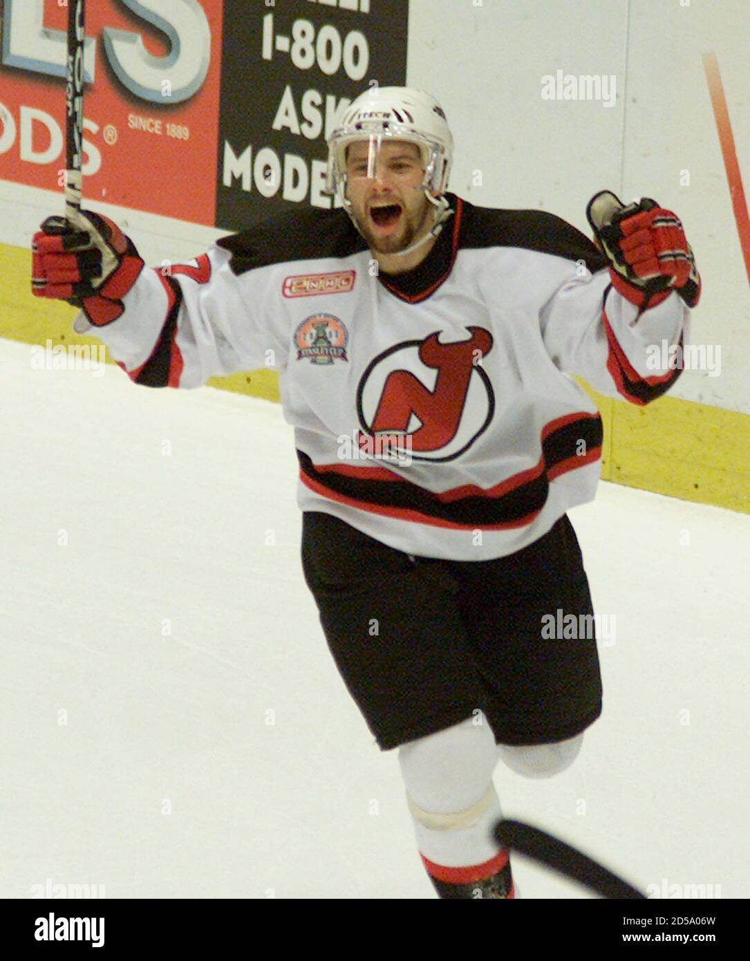New Jersey Devils' center Petr Sykora celebrates his second goal of the  game during the second period of the Devils 7-3 win over the Dallas Stars  in Game 1 of the 2000