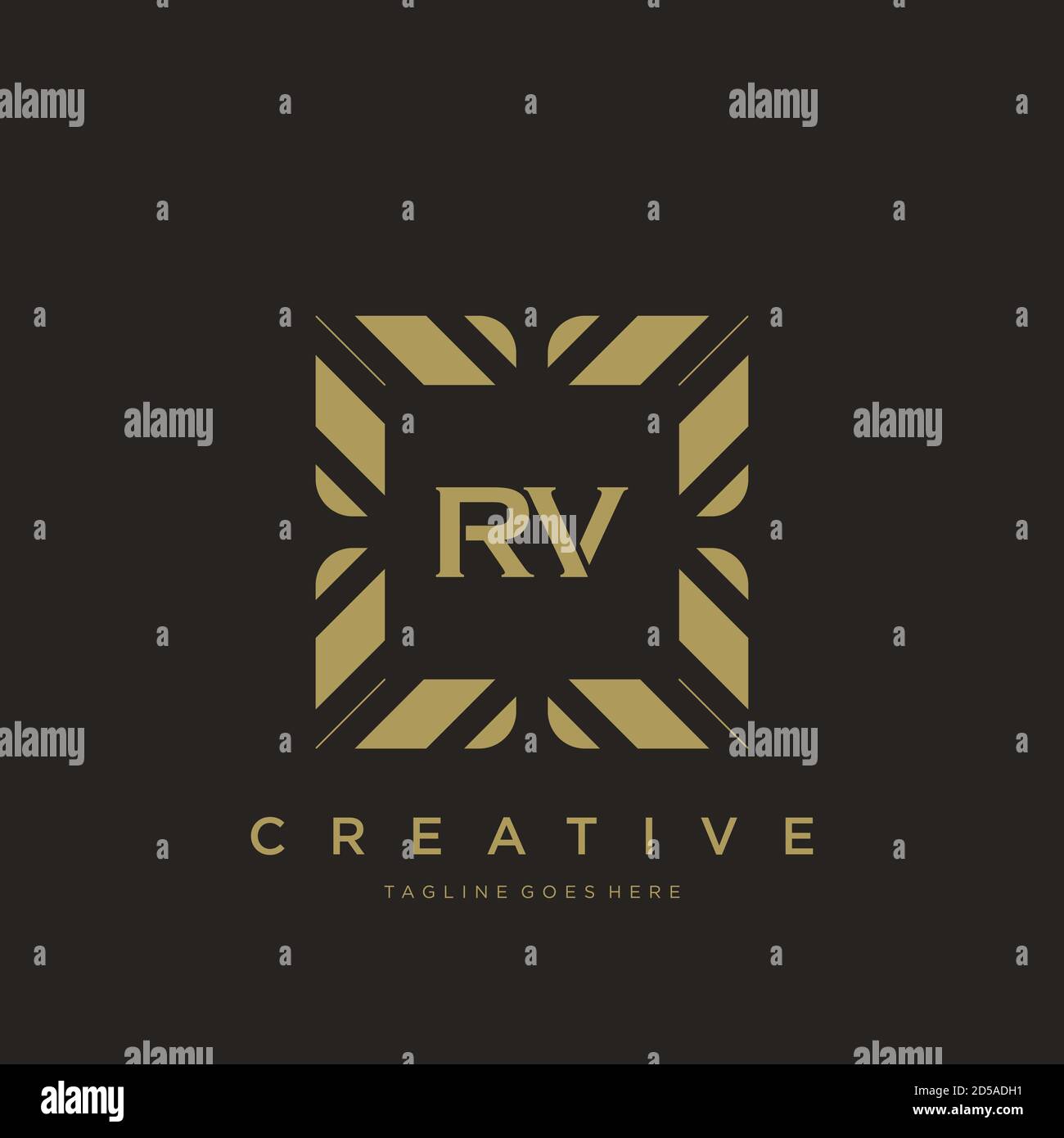 RV initial letter luxury ornament monogram logo template vector Stock Vector