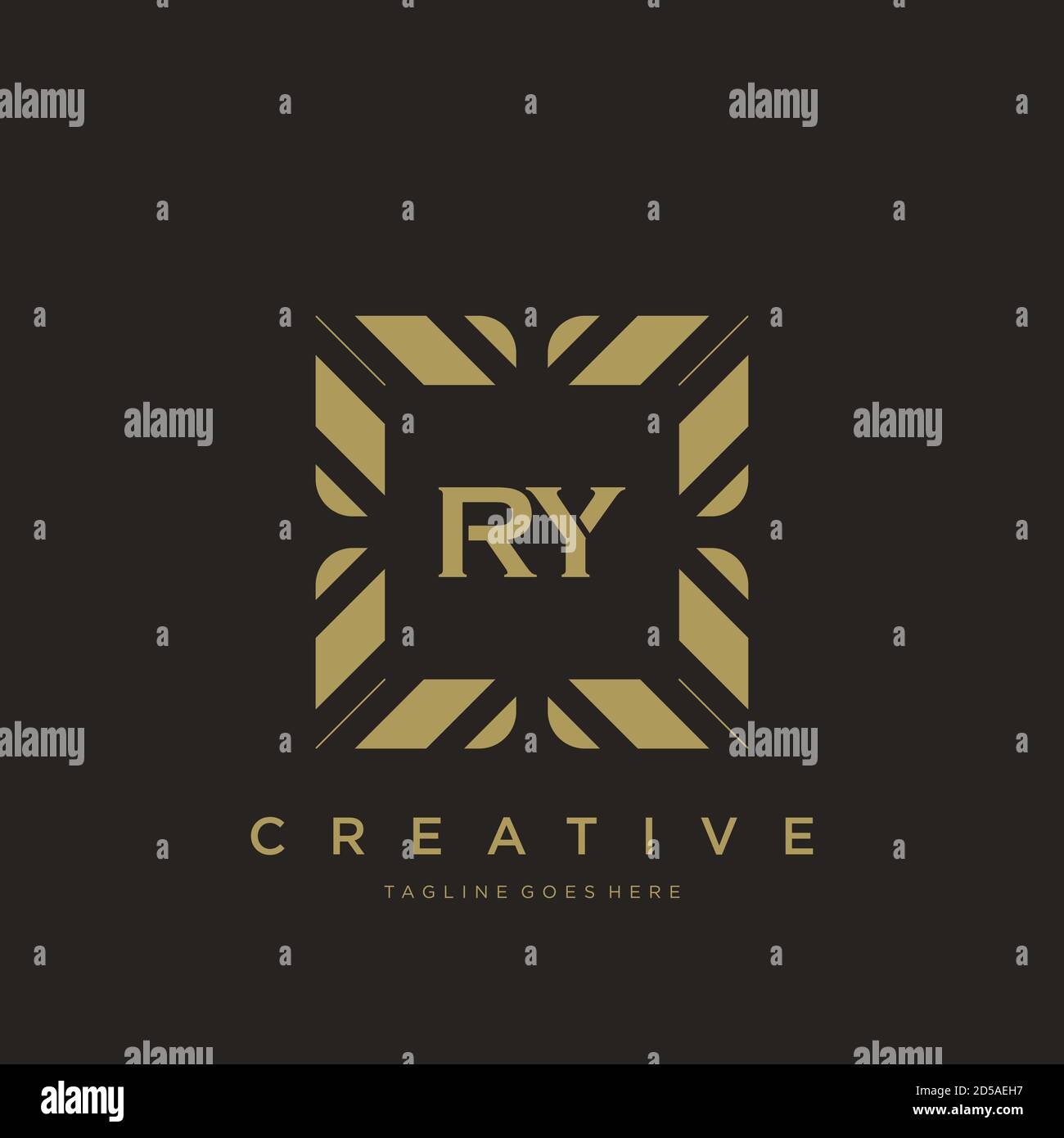 RY initial letter luxury ornament monogram logo template vector Stock Vector