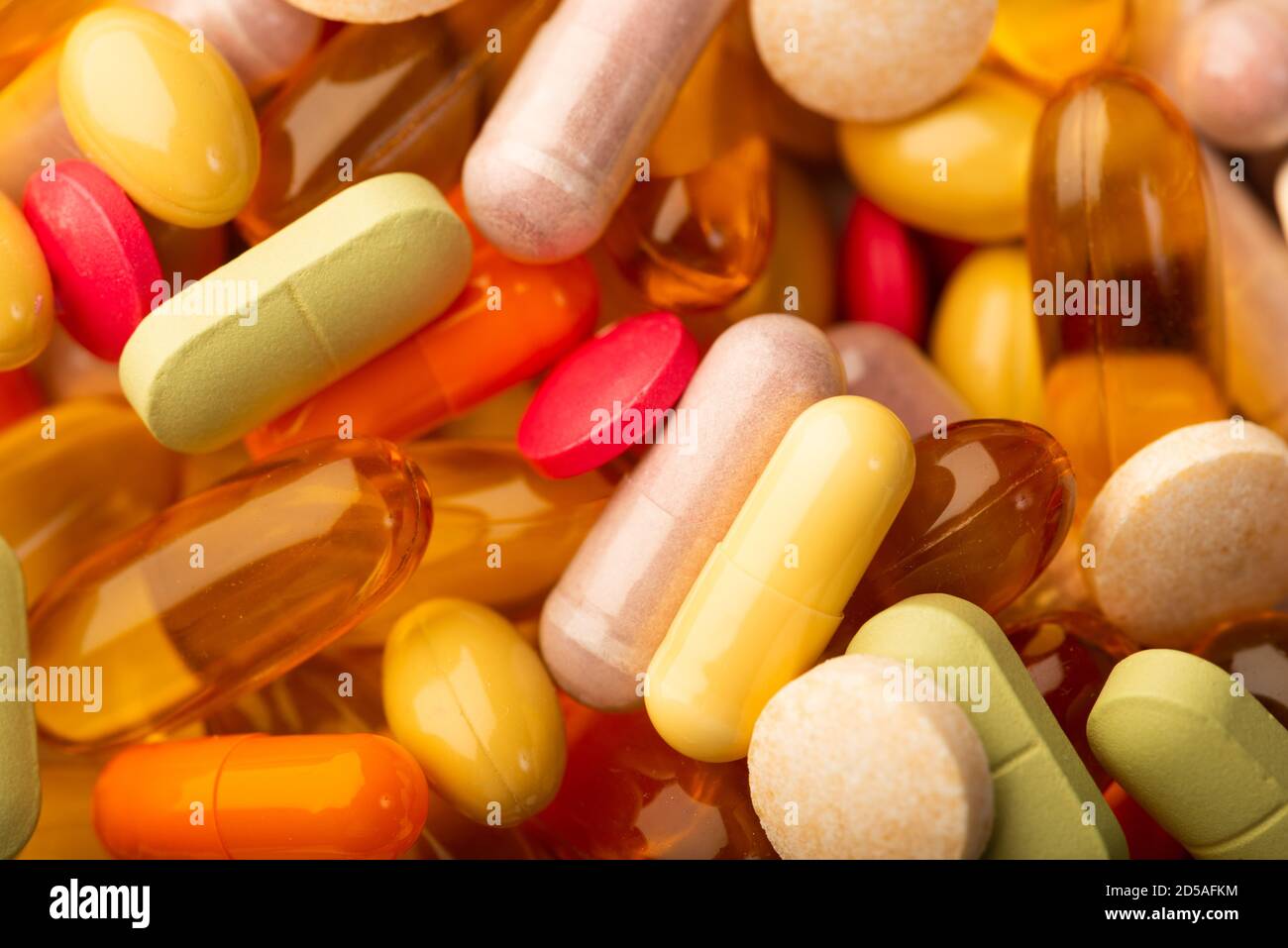 Many colorful medicines. Background or texture Stock Photo