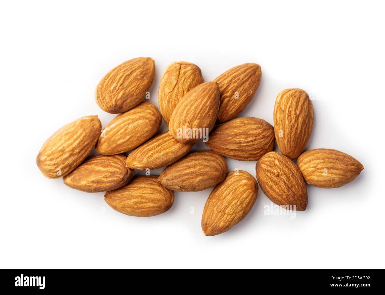 pile of almonds seeds isolated on white background Stock Photo