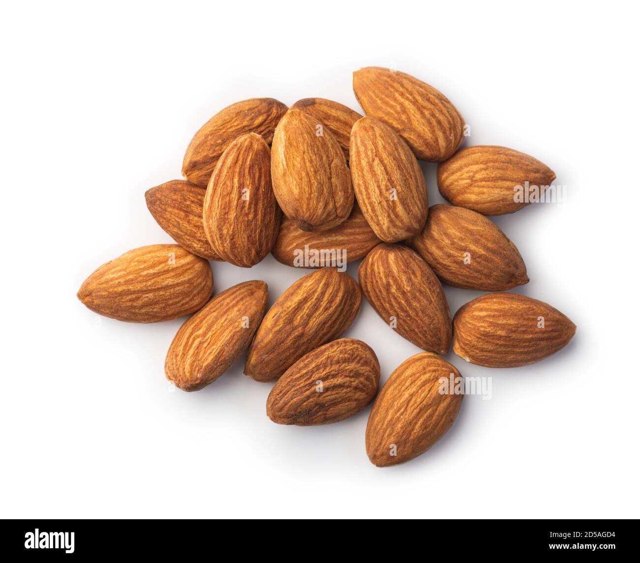 pile of almonds seeds isolated on white background Stock Photo