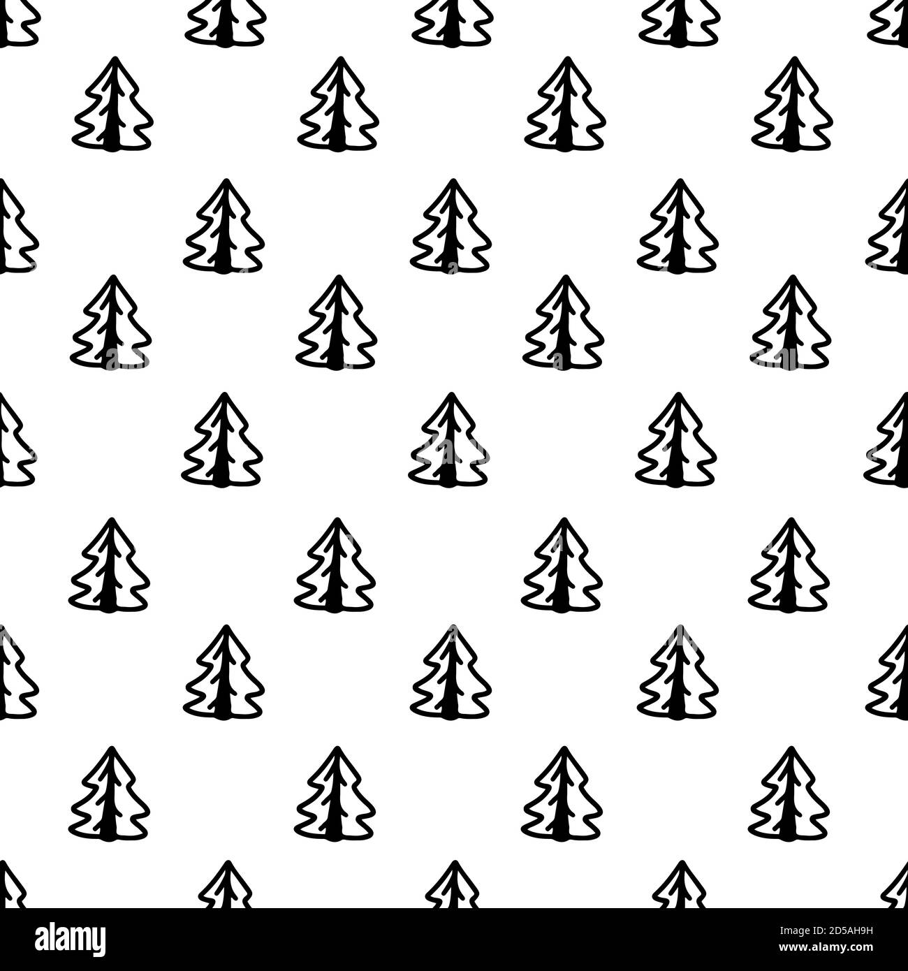 Christmas tree monochromatic hand drawn Scandinavian style seamless ...