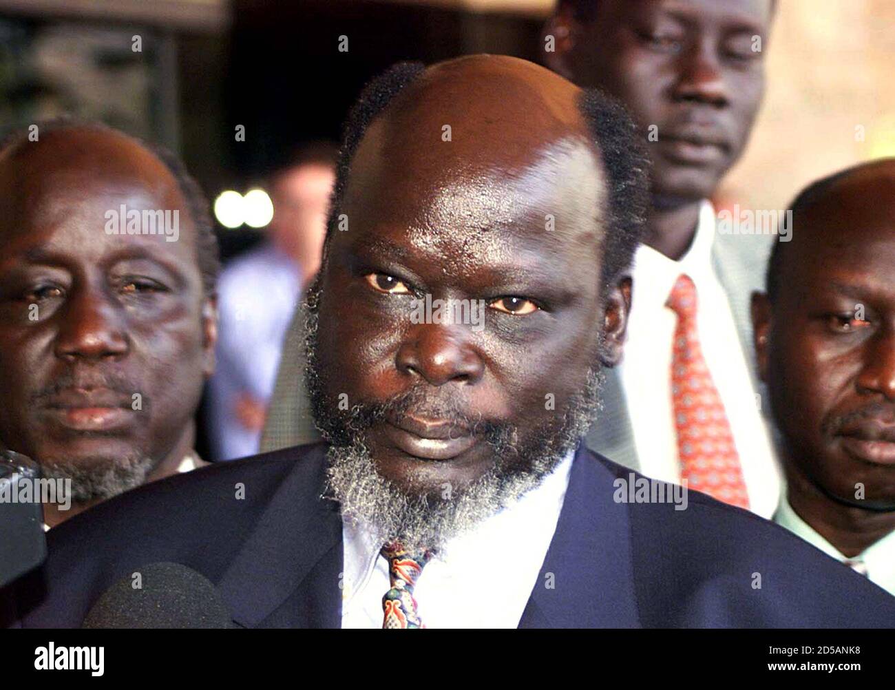 Sudan People S Liberation Army Spla Leader John Garang Speaks To The Media Following A Meeting With The Us Secretary Of State Madeleine Albright At The Grand Regency Hotel In Nairobi October 23