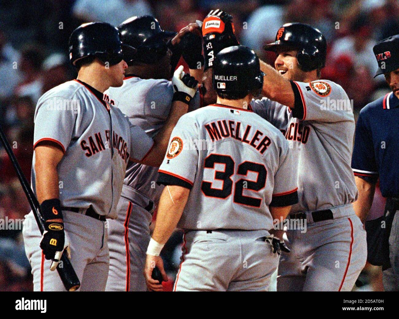 San Francisco Giant Jeff Kent R Celebrates His Three Run Home Run With Teammates Left To Right J T Snow Barry Bonds And Bill Mueller At Busch Stadium June 22 The Fifth Inning Hit San Francisco Giant Jeff Kent R Celebrates His Three Run Home Run With Teammates Left To Right J T Snow Barry Bonds And Bill Mueller At Busch Stadium June 22 The Fifth Inning Hit