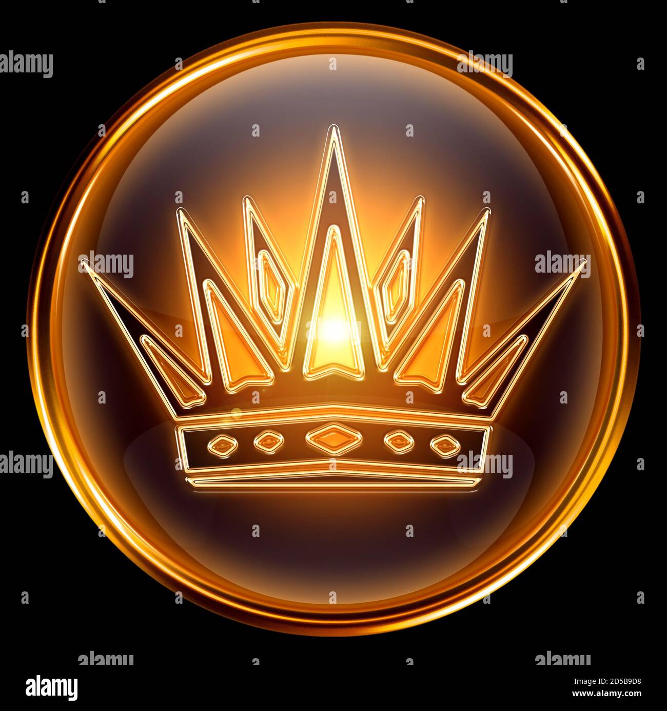 Crown icon gold, isolated on black background Stock Photo Alamy