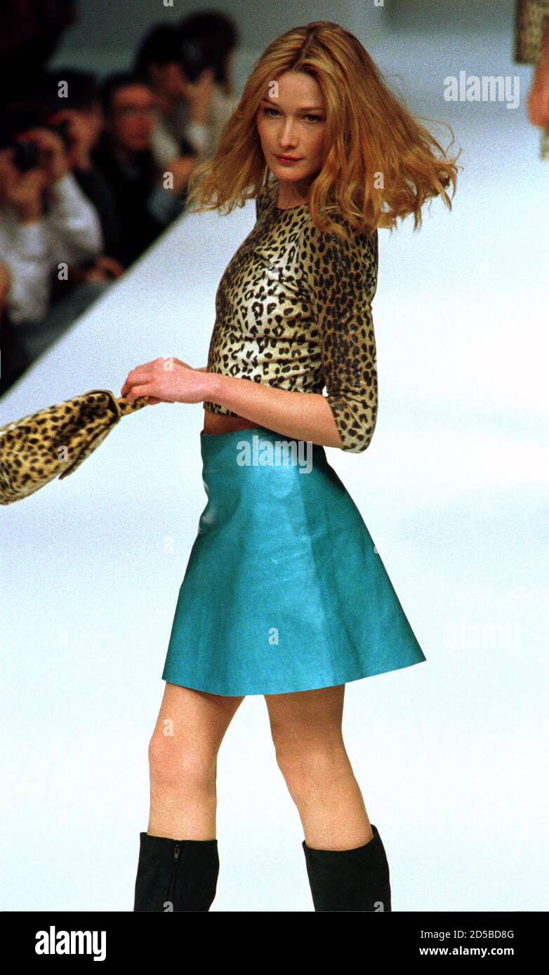 Italian top model Carla Bruni displays the latest from Blumarine's  collection for Autumn/Winter 96/97