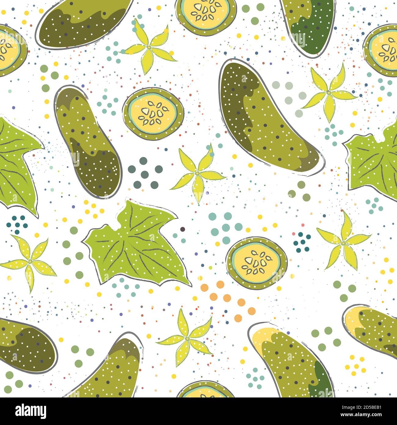 Seamless Pattern with Cute Cucumbers. Scandinavian Style. Stock Vector
