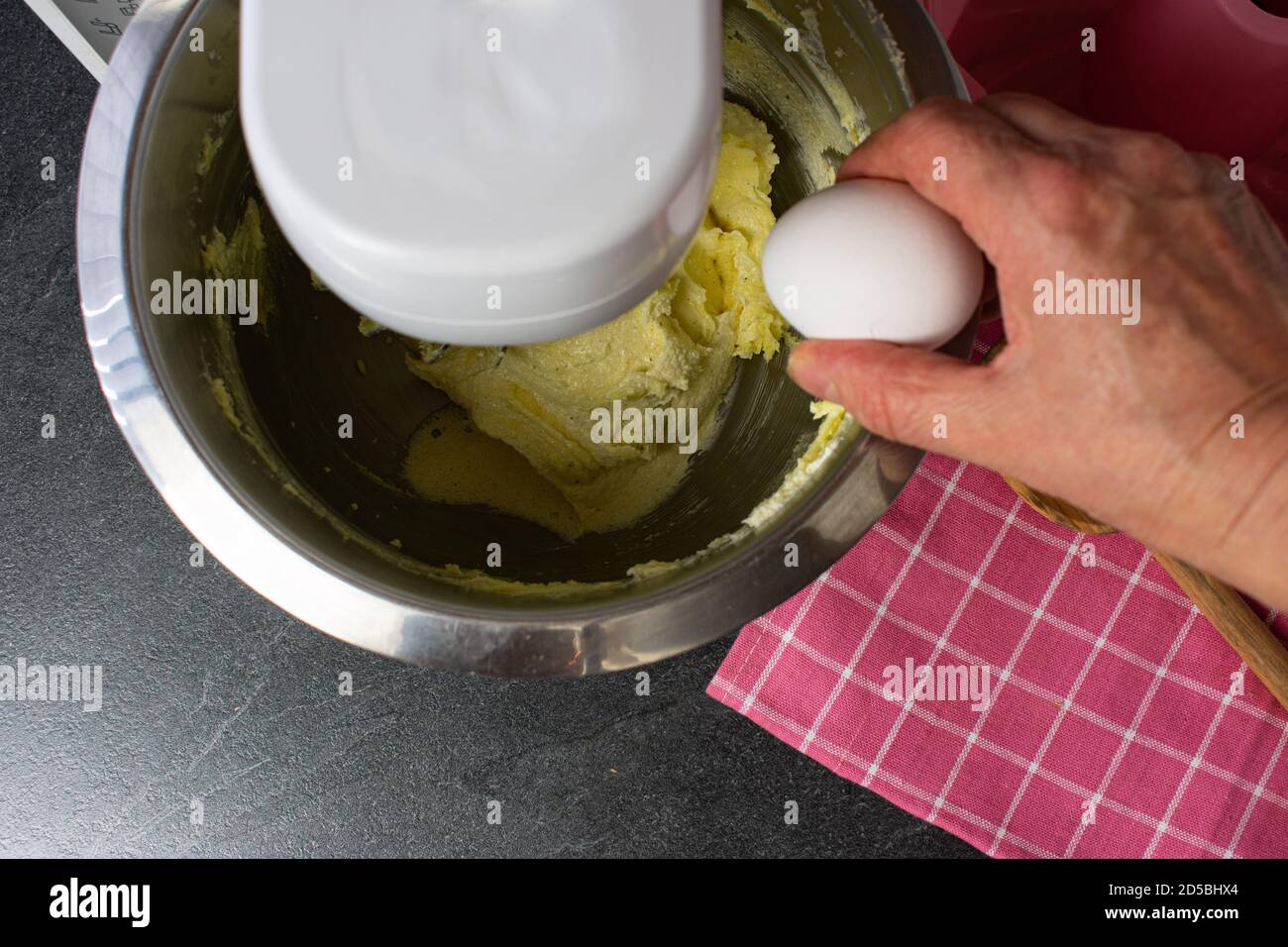 Preparation of making a batter for a marble cake Stock Photo