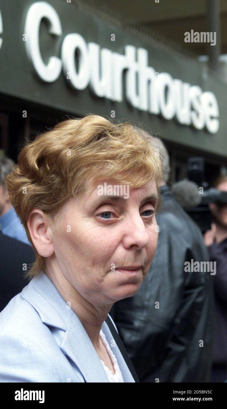Margret Aspinall, mother of 18-year-old Hillsborough victim James Aspinall, one of the two men around whom the case is centred, arrives at Leeds Crown Court June 6. Two former South Yorkshire Police officers Chief Superintendent David Duckinfield and Superintendent Bernard Murray are charged with manslaughter and wilful neglect of duty in the first criminal proceedings to follow the Hillsborough tragedy in which 96 Liverpool soccer fans were crushed to death at the 1989 FA Cup Semi final.  DC/JDP Stock Photo
