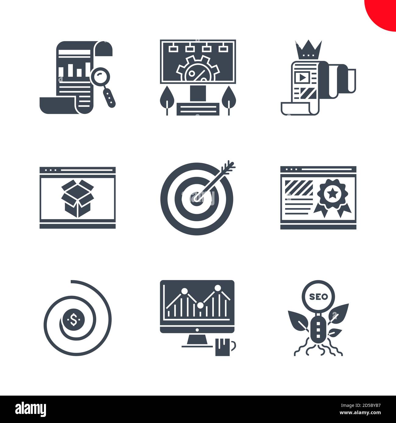 Seo and web opimization icons set Stock Vector