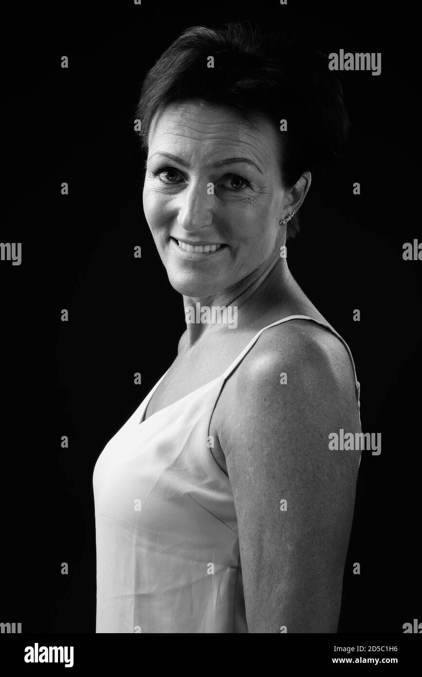 Closeup shot mature female Black and White Stock Photos & Images - Alamy
