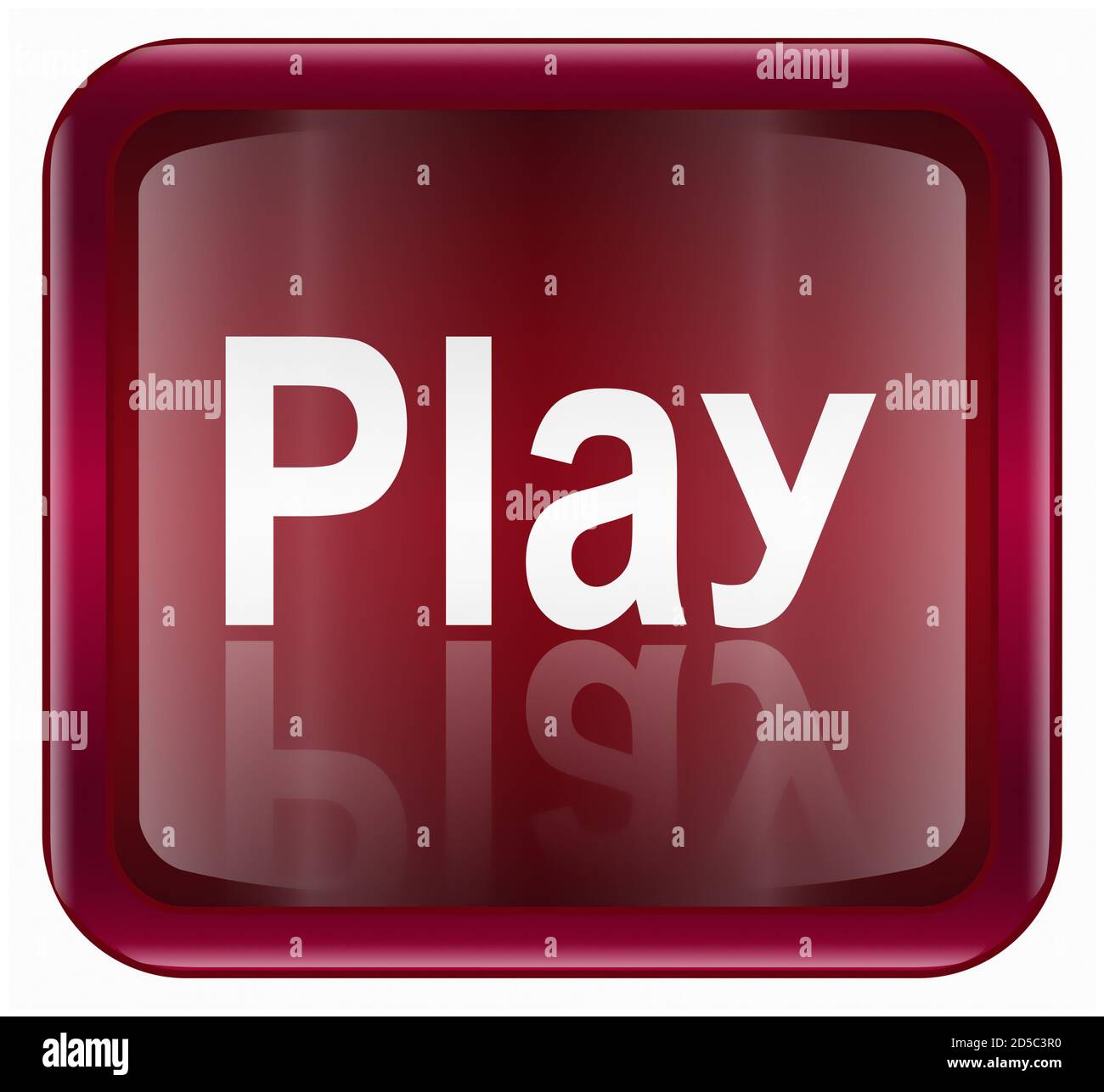 Play icon dark red, isolated on white background Stock Photo